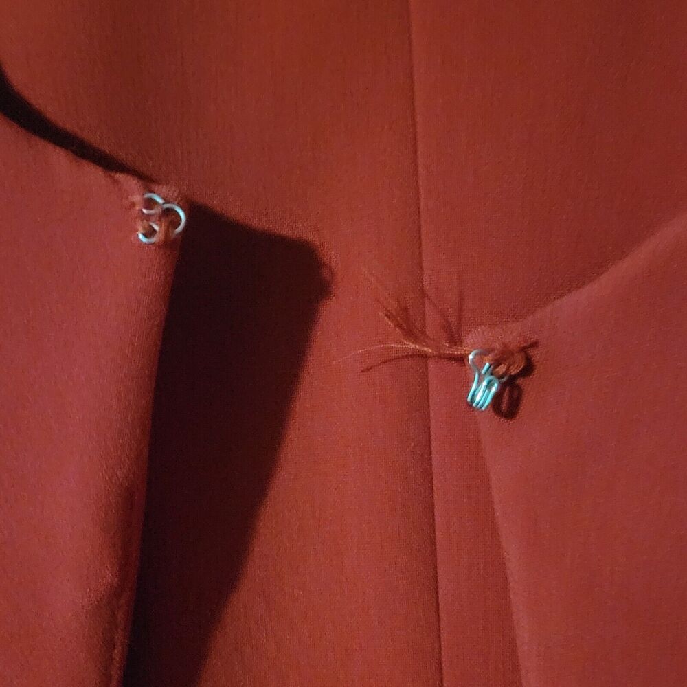 Tahari Arthur S. Levine Red Topper Jacket Coat Collarless Long Blazer Size 4 - Picture 5 of 15